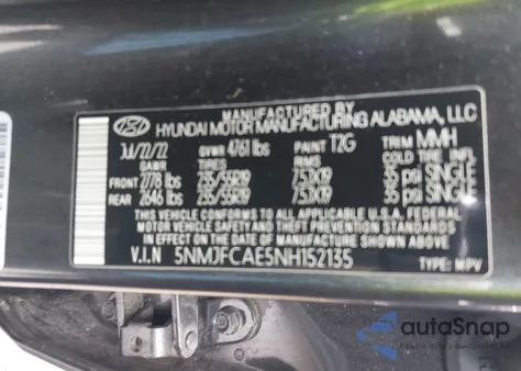 2022 Hyundai Tucson Sel из США, поврежденный, VIN 5NMJFCAE5NH152135